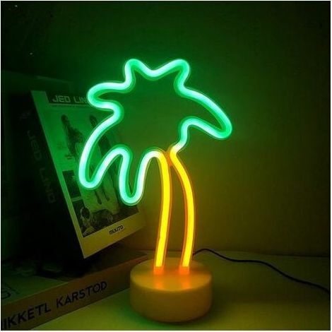 Enseigne Néon Palmier - 48 x 25 x 74 cm - LED Chaude 3000 K - Alimentation USB ou Secteur - Décoration Intérieure pour Salon Chambre Enfants Terrasse - 1 Pièce (1/5)