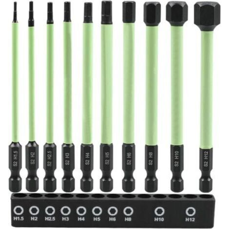 Lot de 10 Embouts Hexagonaux Longs 100 mm 1/4" S2 Idéal pour Visseuse Sans Fil H1,5 à H12 Embouts Durables et Précis