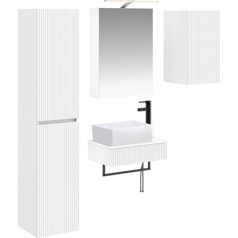 Ensemble de mobilier de salle de bain 5 pcs Blanc vidaXL (1/5)
