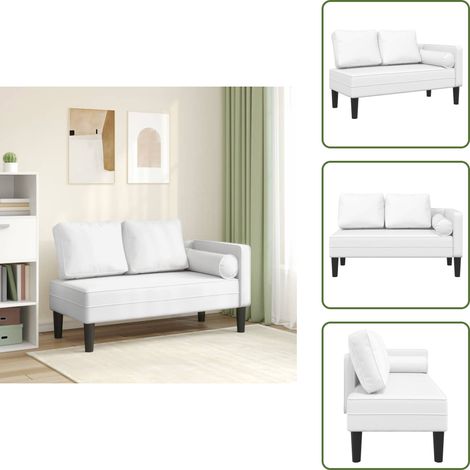 vidaXL Chaise longue avec coussins blanc similicuir (1/5)