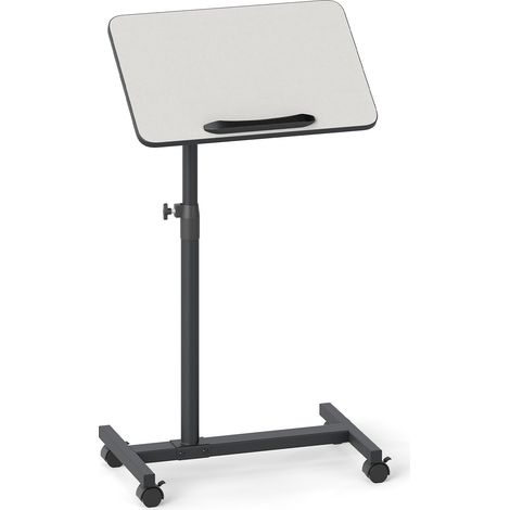COSTWAY Overbed Table Tilting Bedside Table w/ Lockable Wheels-Gray (1/5)