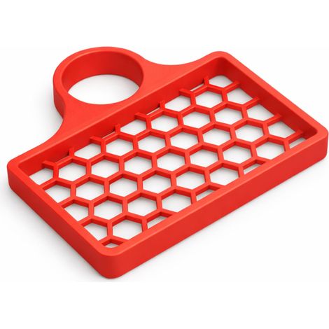 Soporte para esponja de grifo, organizador de fregadero ventilado rojo