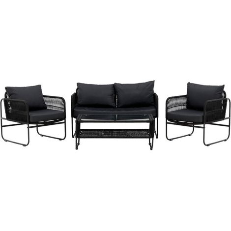 Salon de Jardin "Utah" 127cm Noir (1/5)
