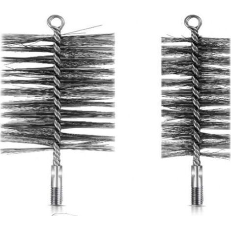 3 Pcs Set de Brosses de Ramonage de Cheminée 70 mm 120 mm Brosses de Tuyaux de Poêle Balais de Cheminée en Fil d'acier avec Tige de Poussée Flexible Kit de Balayage pour Cheminée Chaudière (1/4)