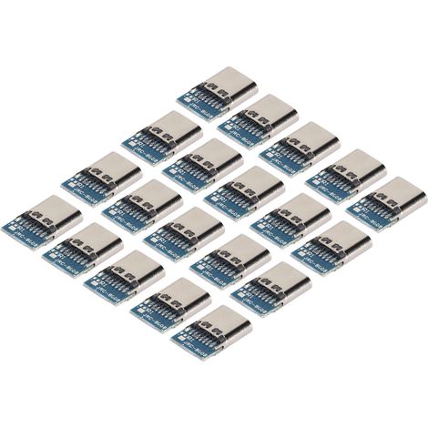 20 Pièces Connecteur USB-C 14 Pins, Support Charge Rapide PD, 5V 2A Stable pour PC Portable, Appareil Photo, Montage Facile (1/5)