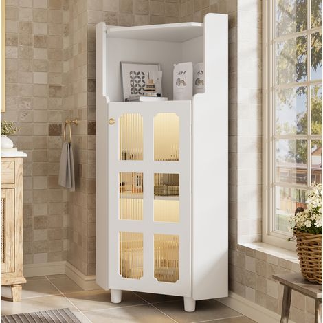 Weißer Eckschrank mit LED und App-Steuerung OKMYHOME (1/5)