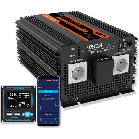 convertisseur 12v 220v Pur Sinus 3500w 2X USB télécommande Pro onduleur sélectionner Le Type de Batterie FLD AGM Gel LiFePo4 Mode ECO (1/5)