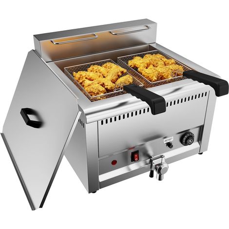 Friteuse Electrique Commerciale de 22L Avec Panier à Frites en Acier Inoxydable et Couvercle, Friteuse de Cuisine à Frire, 5000 W, Sans Prise (1/5)