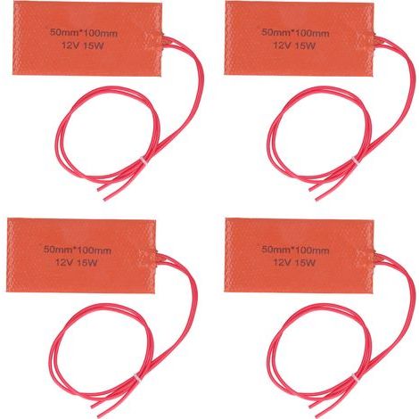 Lot de 4 tapis chauffants en silicone souple de 15 W et 12 V, pour le mélange et l'isolation thermique d'équipements industriels. (1/5)