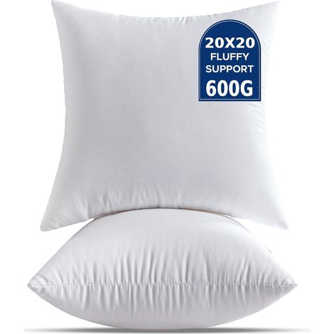 Coussin Rembourrage 50 x 50 cm Lot de 2 Grands Coussins Décoratifs Blancs pour Le Salon Canapé Lit Canapé Carrés Housse de Coussin Garnissage Coussin (1/5)