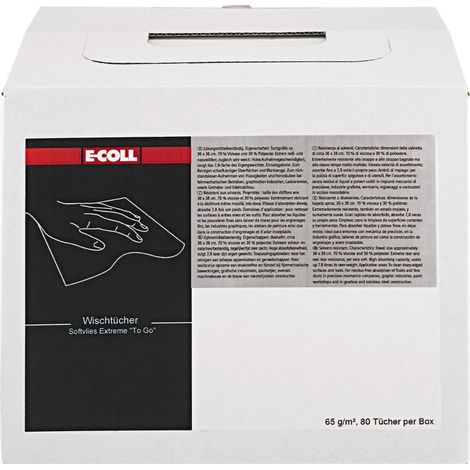 E-COLL Wischtuch Softvlies Extr. Spenderbox "toGo" 80 Tücher 30x38mm weiß