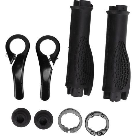 Ergonomische, rutschfeste, komfortable und langlebige gummierte Fahrradlenkergriffe mit schwarzer Hupe (1/5)
