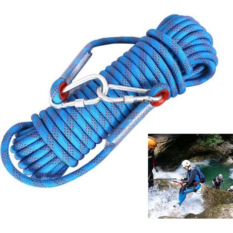 Corda da arrampicata, corda di sicurezza, corda da arrampicata 10 m x 8 mm, corda da arrampicata per adulti, corda accessoria extra resistente con 2 ganci in acciaio per arrampicata su roccia e sugli  (1/5)