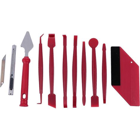 1 kit d'outils pour la pose de films teintés sur vitres de voiture : outil d'installation de film protecteur, raclette.-19X12X1.5CM-Red (1/3)