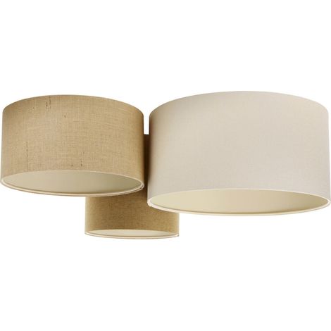 Plafonnier boho élégant tissu crème ambiance chaleureuse - Beige crème à finition texturée (1/5)