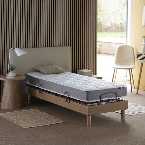 Ensemble literie électrique relaxation à plots + Matelas mousse HR35 90 x 190 (1/5)