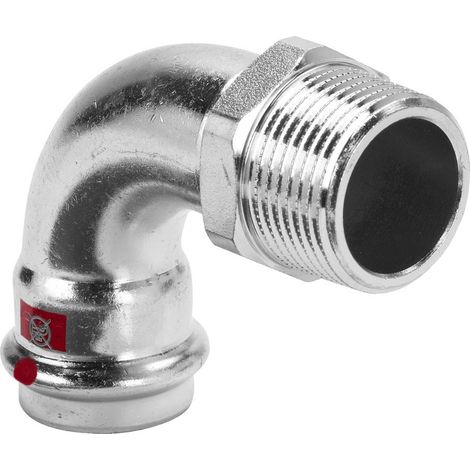 Curva a 90° F 15x1/2" M Prestabo con SC‑Contur, acciaio al carbonio zincato, estremità a pressare femmina, filettatura R 558413