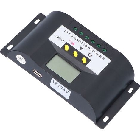 Régulateur solaire intelligent 12V/24V avec minuterie réglable et écran LCD pour charge batterie panneau solaire et luminaire 10A (1/5)