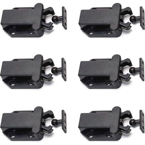 Touch Release Latches for Cabinets, 6 Pieces, Push to Open, Non-Magnetic Drawer Latches, Closes for Cupboards, Furniture, Doors, Wardrobes, Touch Latches (1/5)