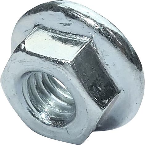 C49643 - Lot de 100 écrous hexagonaux à collerette/embase crantée M6 Ø extérieur 13mm - en acier au carbone dureté 8 - écrou de sécurité autofreiné - DIN 6923 (1/2)