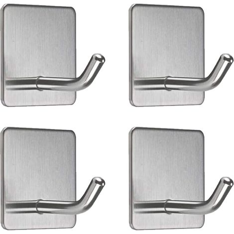 Set di 4 ganci da parete autoadesivi in acciaio inox con base quadrata, ganci portasciugamani per montaggio a parete in bagno, cucina, porta