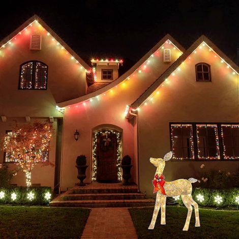 Beleuchtete Weihnachtshirsche für den Garten, Weihnachts-Rentierdekorationen mit LED-Lichtern, künstliche, vorbeleuchtete Weihnachtsdekoration für den Vorgarten (1/5)