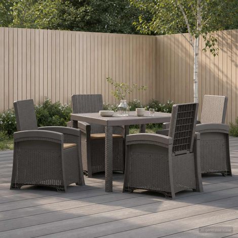 vidaXL Ensemble de salle à manger pour jardin 5 pc Gris clair et Taupe (1/5)