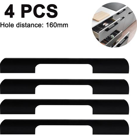 Poignées de meubles (lot de 4), finition mate poignées en acier inoxydable pour portes de placards de cuisine, poignées de rampe à vis, finition mate (1/5)