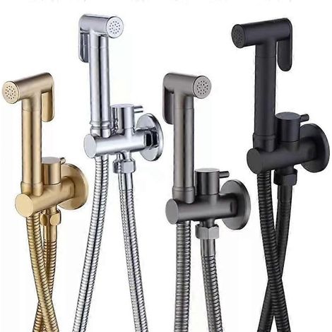 Bidet- und Hand-WC-Zubehörset aus Messing, schwarzer Bidet-Wasserhahn, Duschkopf für Badezimmer (1/4)