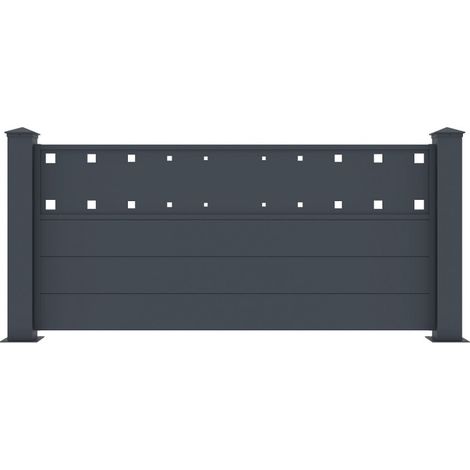 Clôture aluminium anthracite 188x89 cm X-Metal avec poteaux (1/5)