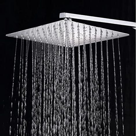 10 pouces /25cm Pommeau de douche carré fixe,Tête de Douche à diffuseur fixe en acier inoxydable 304 chromé,Accessoires de Salle de Bain GROOFOO