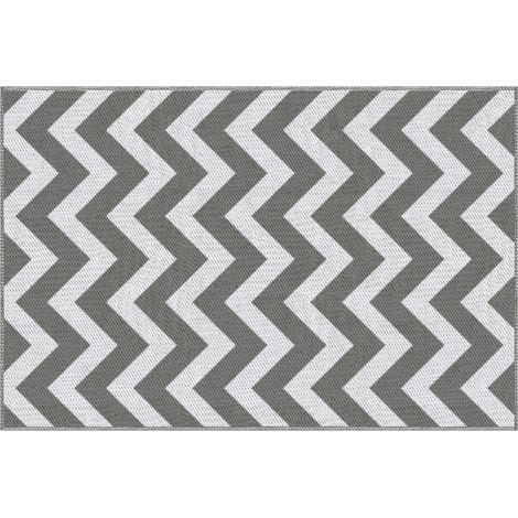 Tapis d'extérieur réversible en plastique 121x182 cm gris clair et blanc pour balcon (1/5)