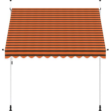Auvent Marquise manuel rétractable, Store Banne pour Jardin Balcon Terrasse, 250 cm Orange et marron OIB3024E