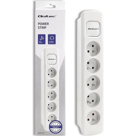 Regleta qoltec 5 enchufes blanca 3680 W 1.8 m