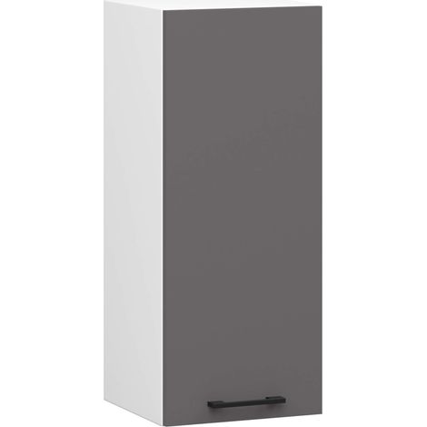 Armoires de cuisine haute AKORD W30 OLIWIA H720 Blanc 30 cm 1 porte façade Gris Graphite 2 étagères 30x30x72 cm (1/5)