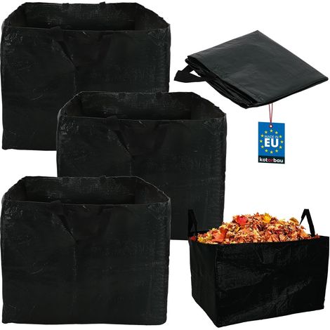 KOTARBAU® Sac Dechets Verts 120 L - Sac Jardin en Tissu PP Lot de 3 Sac Jardin Dechets Verts - Sac Végétaux Pliable - Poignées de Transport - Autoportant - Vert Foncé (1/5)