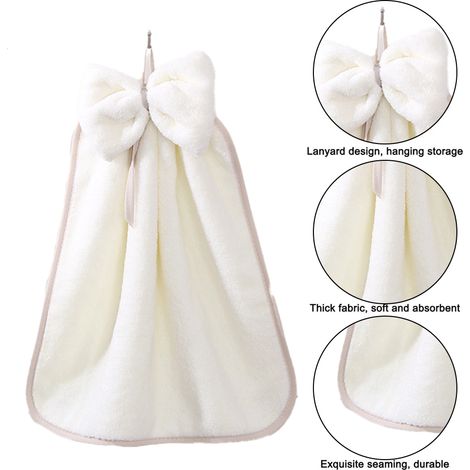 Serviette De Cuisine - Serviette À Main En Microfibre - Avec Anneau De Suspension - Pour Cuisine Et Salle De Bain - Lot De 2 (1/5)