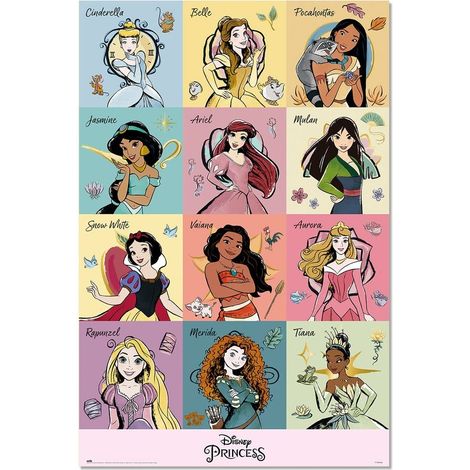 POSTER 61 X 91 CM DISNEY PRINCESS BRUSH STROKES