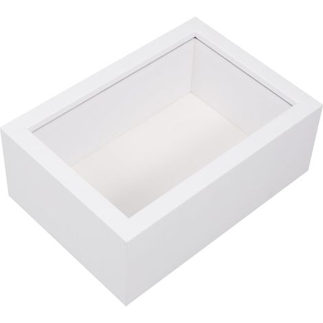 Cadre Vitrine Rustique en Bois Blanc Fenêtre en Verre, Boîte D'exposition pour Spécimens D'insectes et Fleurs Séchées, Cadre Tridimensionnel pour Décoration de Bureau (1/5)