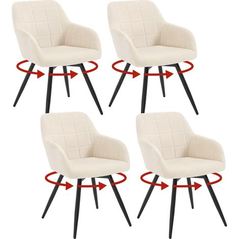 WOLTU 4x Poltrona Salotto Girevole Poltroncina Imbottita Moderna, Sedia da Scrivania per Ufficio, Velluto, Beige (1/5)
