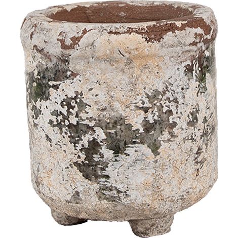 Pot de fleurs décoratif en terre cuite beige Ø 9 x 10 cm pour balcon et rebord de fenêtre - PANGIVO