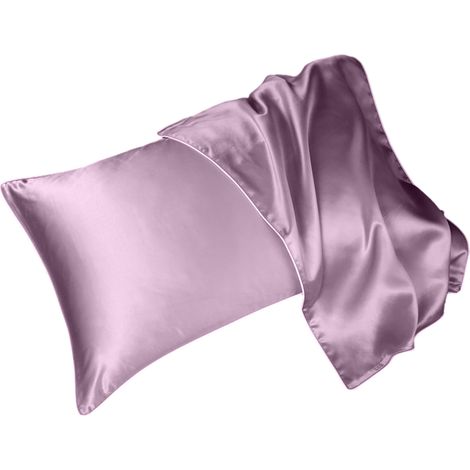 Taie d'oreiller double face en soie de mûrier, soie glacée d'été, violet Taro