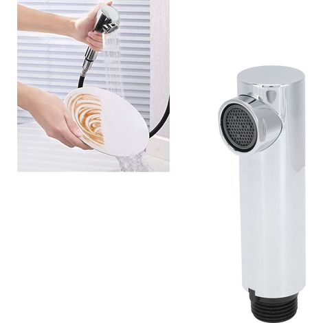 Grifo de ducha G1/2 de bajo consumo de agua con cabezal de ducha de repuesto, ABS resistente, acabado cromado de 85℃ para cocina y baño. (1/5)