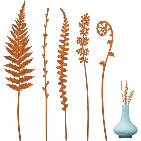 1 Piquet de jardin, Métal, Aspect rouillé, Décoration extérieure, Support plante, Parterre, Balcon