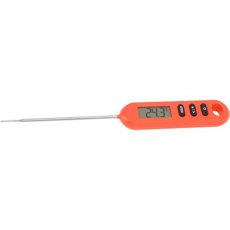 Thermomètre à viande et aliments, thermomètre à lecture instantanée, thermomètre de cuisine numérique pour barbecue avec longue sonde, rouge (1/5)