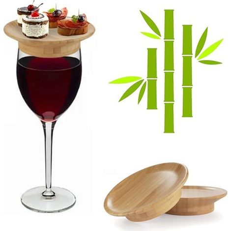 Two colors: Natural wood color Material: Bamboo tray for wine glass Bamboo lid for wine glass. (1/5)