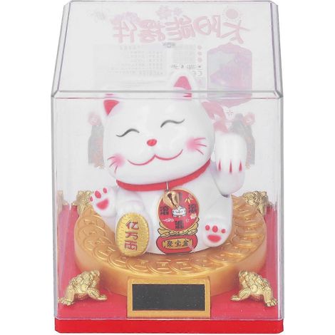 Chat porte-bonheur à énergie solaire, symbole de chance Feng Shui, agitant la patte pour la maison. (1/4)