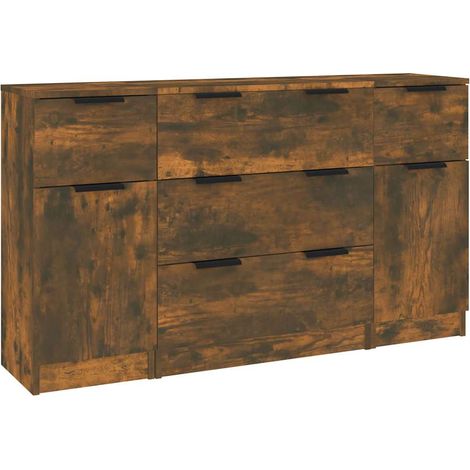 Maison Exclusive - Set di Credenze 3 pz Rovere Fumo in Legno Multistrato (1/5)
