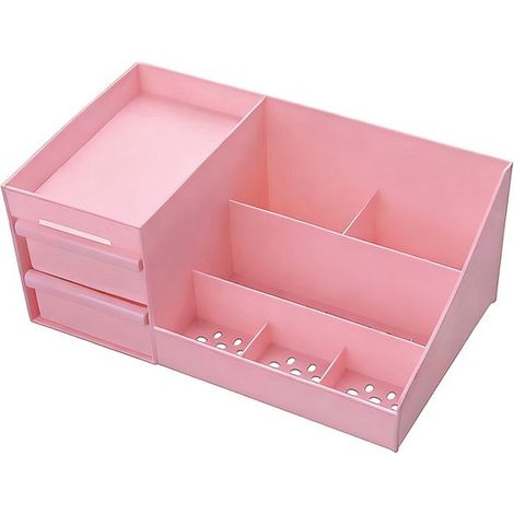 Kosmetikaufbewahrungsbox – mit Schublade – klein – rosa – 26,5 x 11,5 x 16 cm (1/5)
