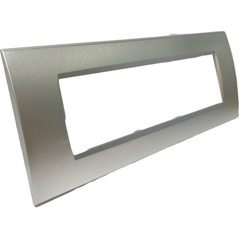 Placchetta per interruttore a 7 posti silver cassetta 507 compatibile con bticino living light supporto cover (1/2)